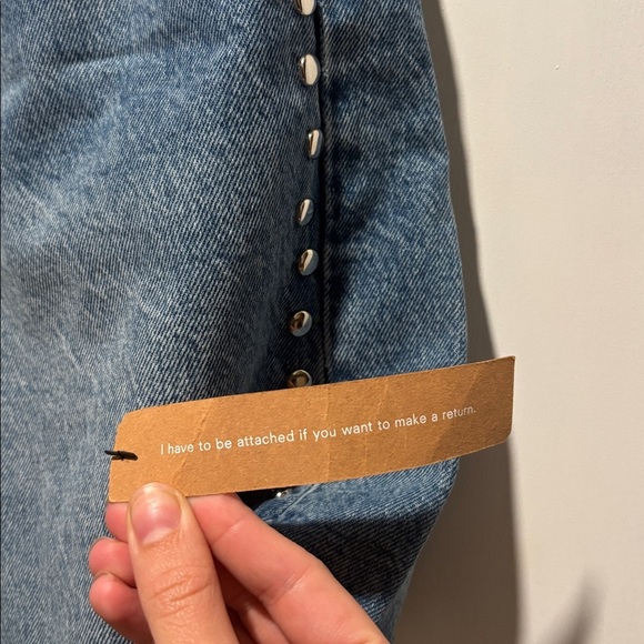 New REFORMATION raye studded denim shorts - Picture 4 of 7